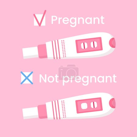 Vector positive and negative pregnancy tests. Home early detection pregnancy hormone. Female fertility, planning family concept.