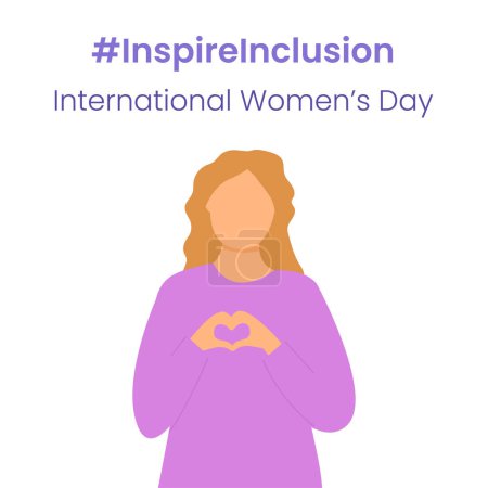 Téléchargez les illustrations : Inspirez le slogan de l'inclusion Journée internationale de la femme 8 mars 2024. Iwd campagne mondiale. Caractères vectoriels femme sur fond blanc - en licence libre de droit
