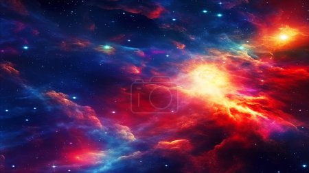 Foto de Ilustración espacial. Nebulosa y galaxias en el espacio. Fondo colorido del espacio con estrellas - Imagen libre de derechos