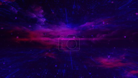 Photo for Flight in space with simulation of galaxies and nebulae. Space flight seamless loop. Flight in space with looping animation of the star field, galaxy and nebulae. 3D rendering - Royalty Free Image