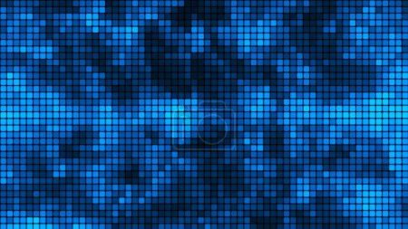 Abstrakter Hintergrund aus mehrfarbigen Quadraten. Hintergrund der blauen Quadrate des Computermosaiks. Heller Pixelhintergrund. Einfache abstrakte grafische Farbverläufe Hintergrund. 3D-Rendering.