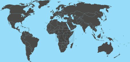 Téléchargez les illustrations : Décrivez la silhouette d'une carte du monde. Océan Pacifique, Carte géographique, Carte du monde, Globe. Vecteur. - en licence libre de droit