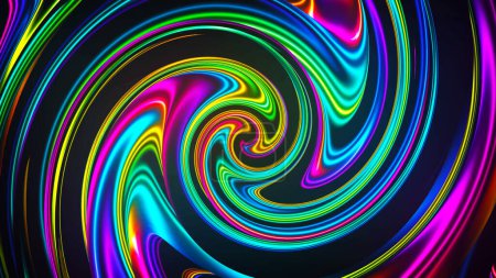 Ilustración de Fondo de remolino multicolor resplandeciente abstracto. Ilusión óptica concéntrica. Onda espiral multicolor abstracta. Hidromasaje. Vórtice. Ilustración vectorial 3D de un arco iris - Imagen libre de derechos