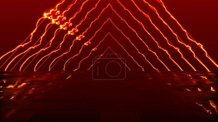 Abstract animated colorful background with bright neon rays and glowing lines. Abstract technical futuristic background. 3D vector illustration.