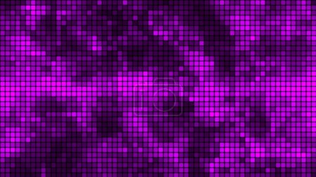 Fondo abstracto de cuadrados multicolores. Fondo de cuadrados púrpura de mosaico de ordenador. Fondo de píxeles brillante. Fondo de gradiente gráfico abstracto simple. Ilustración vectorial.