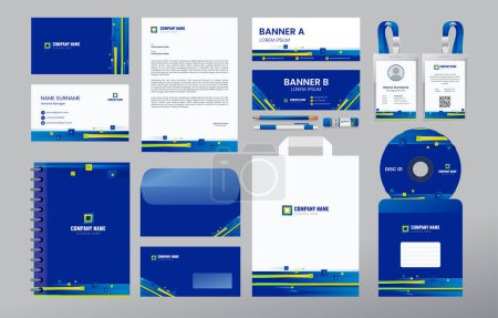 Illustration for Business Stationary Kit with dark blue color combination - Royalty Free Image