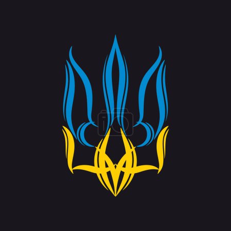 Téléchargez les illustrations : Emblème de l'Ukraine. Trident stylisé aux couleurs nationales. Armoiries. - en licence libre de droit