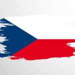 Flag of the Czech Republic hand-drawn with a brush. Vector flag of the Czech Republic.