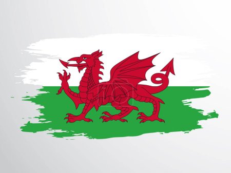Illustration for Wales vector flag painted with a brush. Flag of Wales. - Royalty Free Image