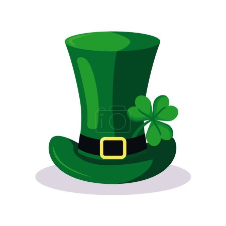 Illustration for Green hat with shamrock. St. Patrick 's Day. - Royalty Free Image