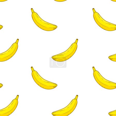 Illustration for Vector repeating background with bananas on a white background. Vector wallpaper with banana - Royalty Free Image