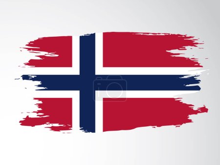 Bandera vectorial de Noruega dibujada con un pincel. Bandera vectorial de Noruega.