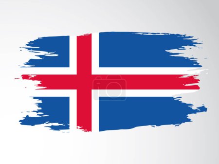 Vector flag of Iceland drawn with a brush. Iceland vector flag.