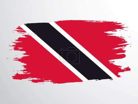 Ilustración de Bandera de Trinidad y Tobago pintada con un pincel. Bandera vectorial de Trinidad y Tobago. - Imagen libre de derechos