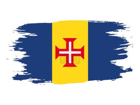 Ilustración de Bandera de Madeira dibujada con un pincel. Bandera vectorial Madeira en estilo grunge. - Imagen libre de derechos