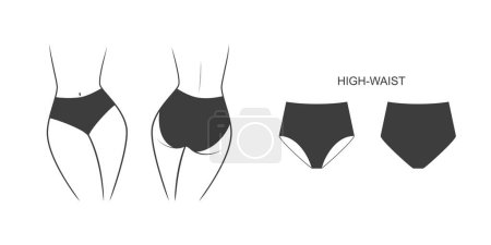 Illustration for Silhouette of a female figure in a panties - front and back view. Vector illustration isolated on white background - Royalty Free Image