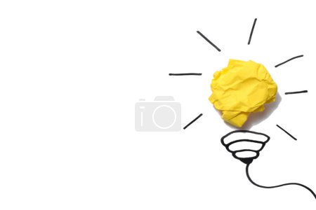 Photo for Concept crumpled paper light bulb metaphor for good idea - Royalty Free Image