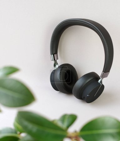 Photo for Soft focus photo of wireless headphones, high technology - Royalty Free Image