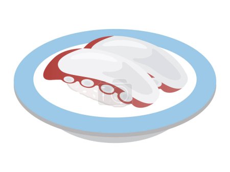 Téléchargez les illustrations : Illustration vectorielle des sushis pieuvres - en licence libre de droit
