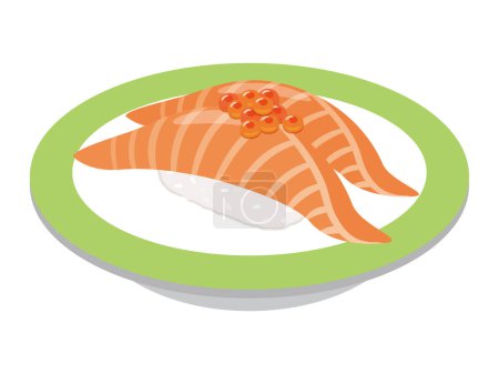 Téléchargez les illustrations : Illustration vectorielle des sushis de saumon - en licence libre de droit