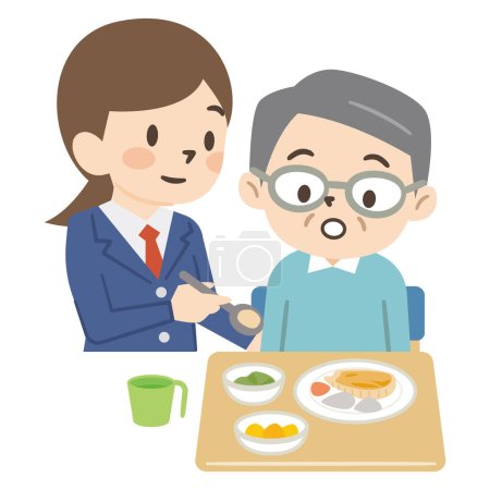 Illustration of a young carer who helps with eating