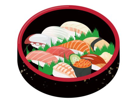 Ilustración de Ilustración de surtido plato de sushi - Imagen libre de derechos