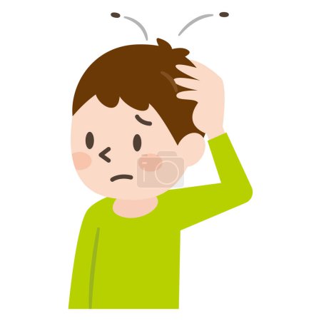 Illustration for Illustration of a boy suffering from head lice - Royalty Free Image