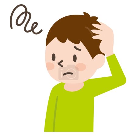 Illustration for Illustration of a boy with a troubled expression - Royalty Free Image