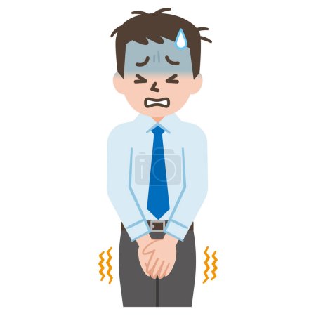 Illustration of a man with an itchy crotch