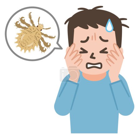 Illustration for Illustration of a man infected with pubic lice - Royalty Free Image