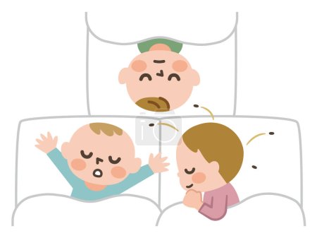 Téléchargez les illustrations : Illustration d'une épidémie de pou de tête parasite sur les cheveux du bébé - en licence libre de droit