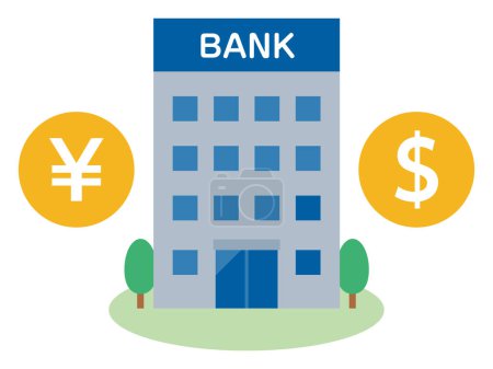 Illustration for Vector illustration of bank and money - Royalty Free Image