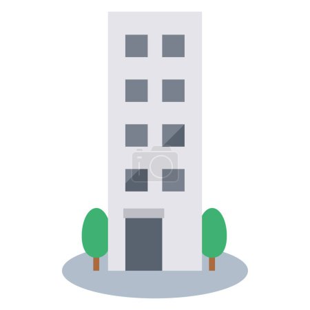 Illustration for Vector illustration of long and narrow building - Royalty Free Image