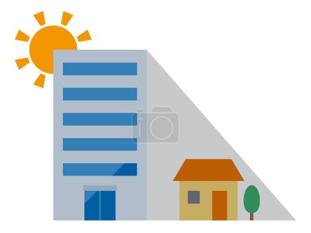 Illustration for Infringement of right to light. Illustration of neighborhood housing problem. - Royalty Free Image