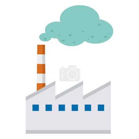 Téléchargez les illustrations : Illustration vectorielle d'une usine émettant des gaz toxiques - en licence libre de droit