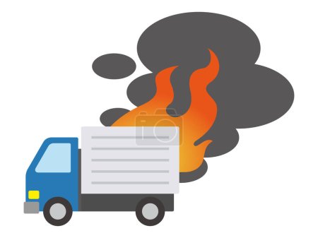 Illustration for Vector illustration of a burning truck - Royalty Free Image