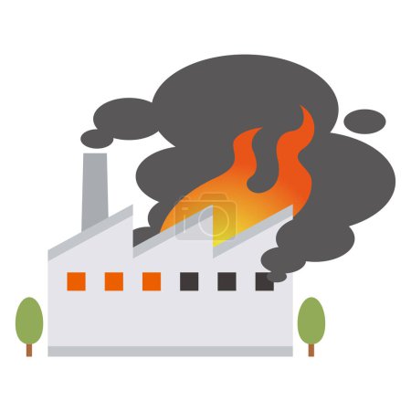 Illustration for Vector illustration of a burning factory - Royalty Free Image