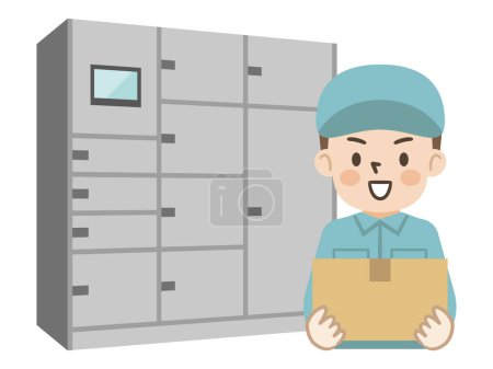 Illustration for Vector illustration of deliveryman and luggage locker - Royalty Free Image