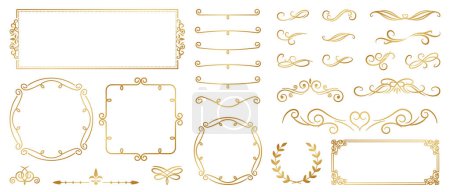 Illustration for Golden ornate frames and scroll elements. - Royalty Free Image