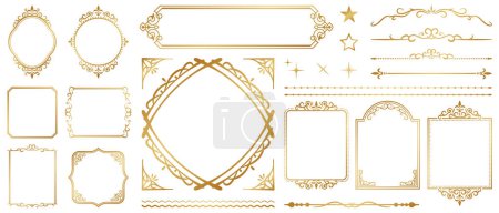 Illustration for Golden ornate frames and scroll elements. - Royalty Free Image