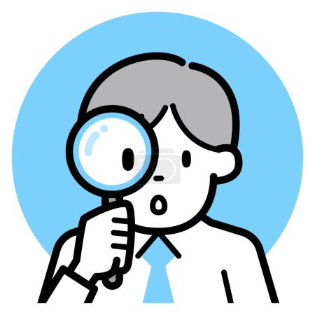 Illustration for Vector illustration of a businessman looking through a magnifying glass - Royalty Free Image