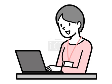 Ilustración de Conjunto de ilustración vectorial de mujer de negocios usando portátil - Imagen libre de derechos