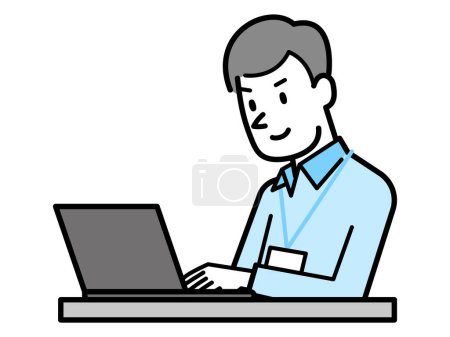 Téléchargez les photos : Ensemble d'illustration vectorielle d'homme d'affaires utilisant un ordinateur portable - en image libre de droit
