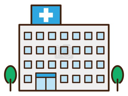 Téléchargez les illustrations : Illustration vectorielle de l'extérieur des hôpitaux - en licence libre de droit