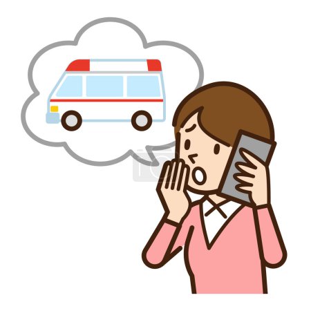 Illustration for Vector illustration of a woman making an emergency call - Royalty Free Image