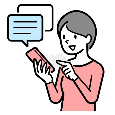 Téléchargez les illustrations : Illustration vectorielle d'une femme parlant sur un smartphone - en licence libre de droit