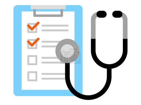 Simple vector illustration of stethoscope and check sheet