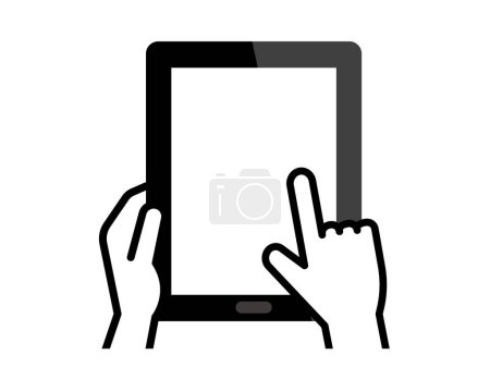 Téléchargez les illustrations : Illustration vectorielle de l'utilisation d'une tablette PC - en licence libre de droit