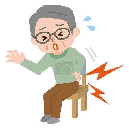 Téléchargez les photos : Illustration vectorielle d'un homme âgé qui lui a fait mal au dos en s'asseyant longtemps - en image libre de droit