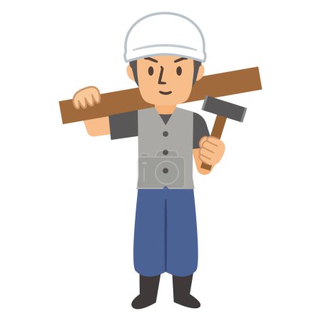 Téléchargez les illustrations : Illustration vectorielle d'un charpentier mâle - en licence libre de droit